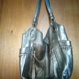 B Makowsky Purse, Silver Purse, Genuine Leather